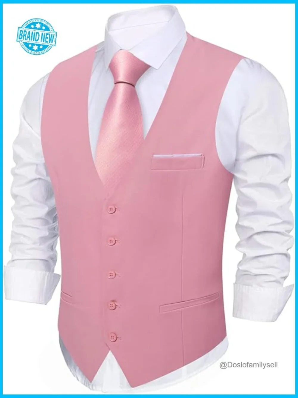 Men's Slim Fit V-Neck Vest Formal Casual Wedding Party Tuxedo Waistcoat